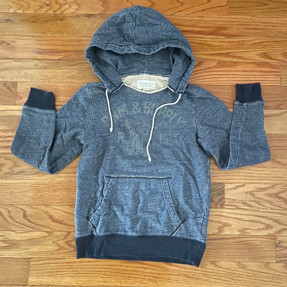 Vintage 90 Denim Supply Ralph Lauren Hoodie Small Sunfaded Distressed Beach Blue